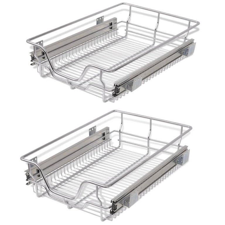 Coșuri din sârmă retractabile, 2 buc., argintiu, 400 mm