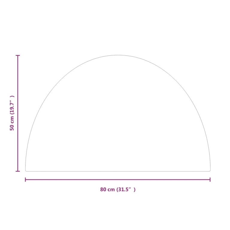 Placă de sticlă pentru șemineu ,semi-rotundă, 800x500 mm