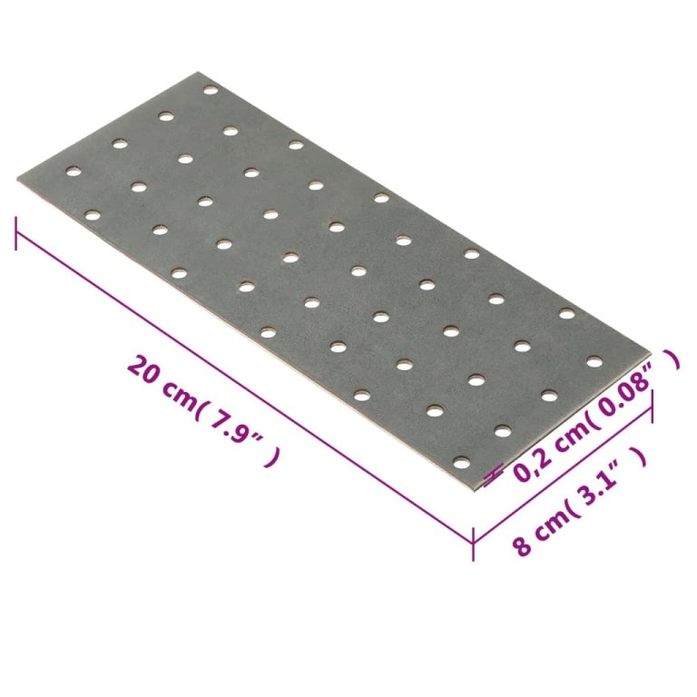 Plăci perforate, 40 buc., 2 mm, 200x80 mm, oțel galvanizat