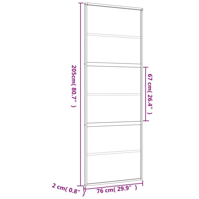 Ușă glisantă, auriu, 76x205 cm, sticlă ESG mată și aluminiu