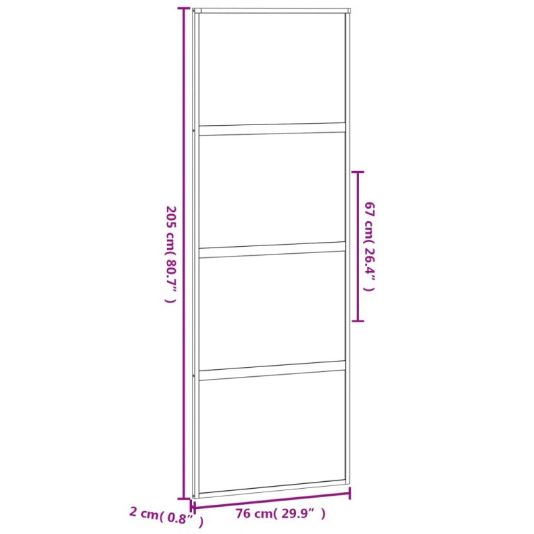 Ușă glisantă, negru, 76x205 cm, sticlă securizată și aluminiu