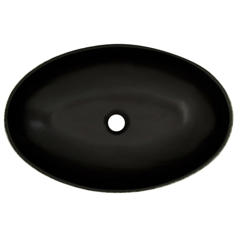 Lavoar de blat negru și albastru 56,5x36,5x13,5cm ceramică oval