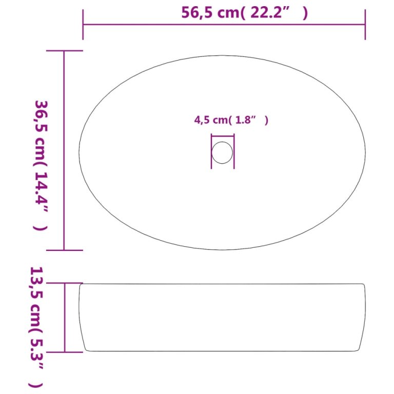 Lavoar de blat negru și albastru 56,5x36,5x13,5cm ceramică oval