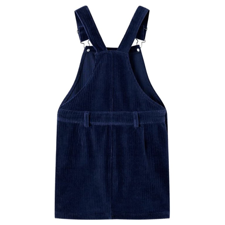 Rochie salopetă pentru copii, velur, bleumarin, 140