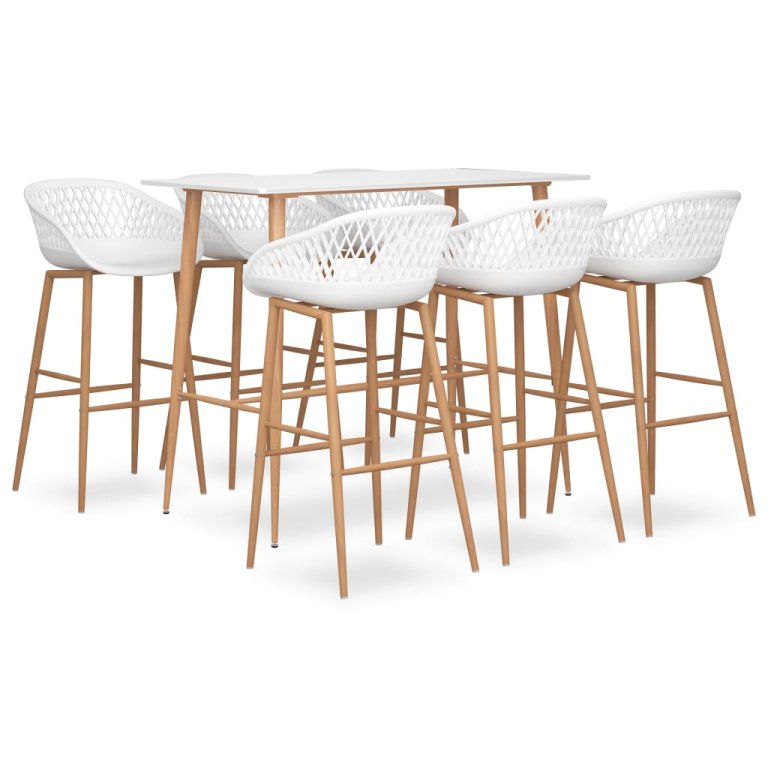 Set mobilier de bar, 7 piese, alb