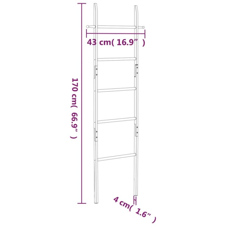 Scară pentru prosoape, 170 cm, lemn masiv de nuc