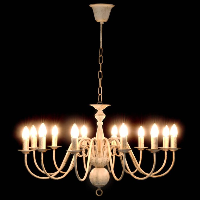 Candelabru, alb vintage, 12 becuri E14