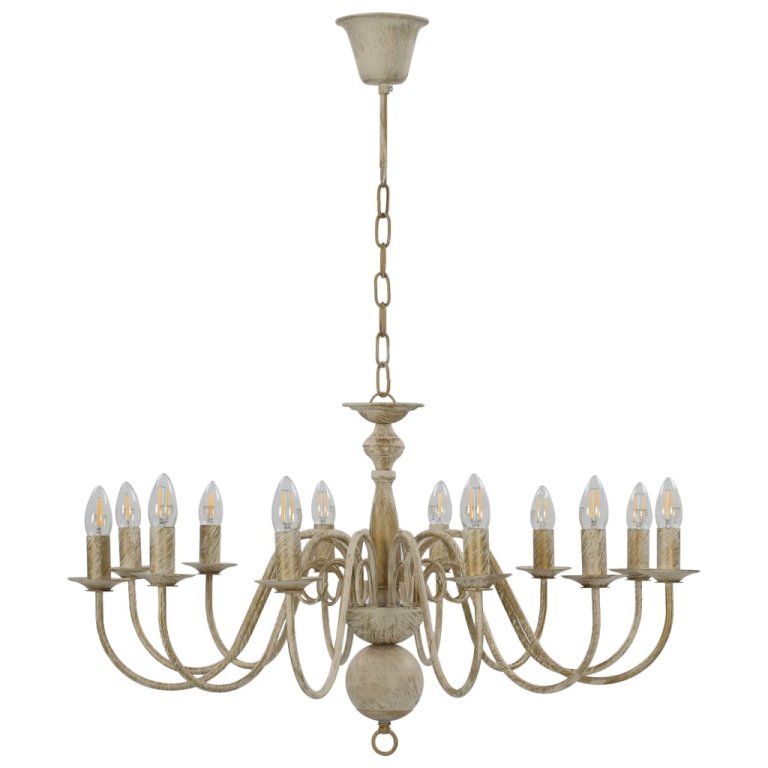 Candelabru, alb vintage, 12 becuri E14