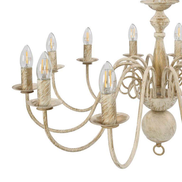 Candelabru, alb vintage, 12 becuri E14