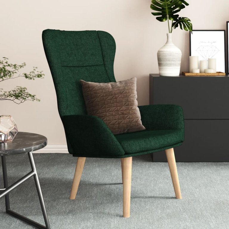 Scaun de relaxare, verde închis, material textil