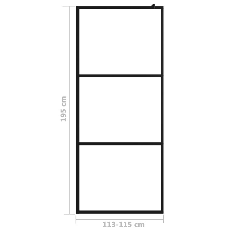 Paravan de duș walk-in negru 115x195 cm sticlă ESG transparentă