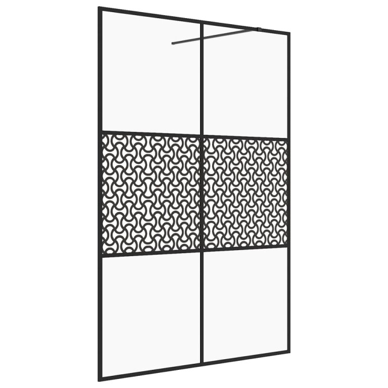 Paravan de duș walk-in negru 140x195 cm sticlă ESG transparentă