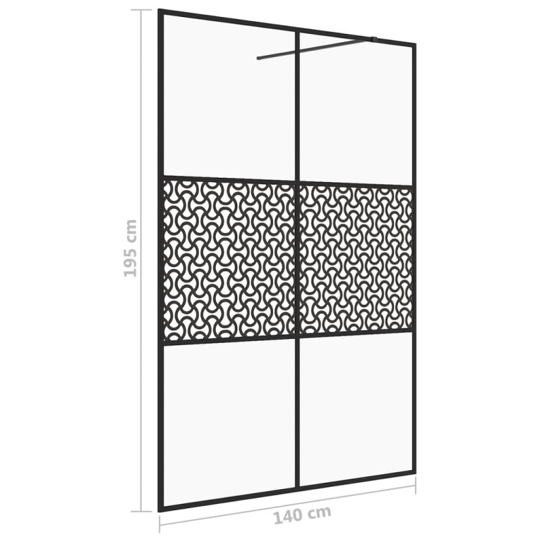 Paravan de duș walk-in negru 140x195 cm sticlă ESG transparentă