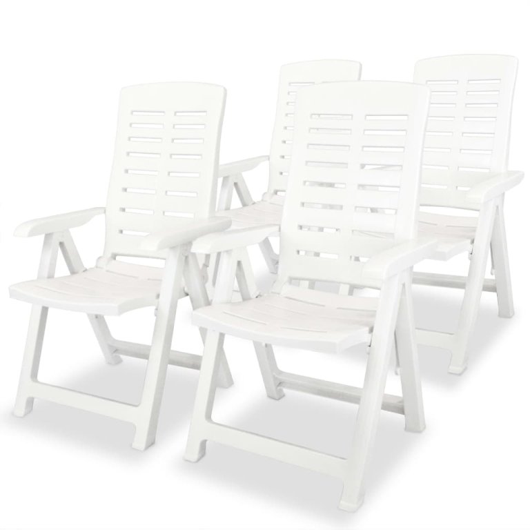 Set mobilier de exterior, 5 piese, alb, plastic