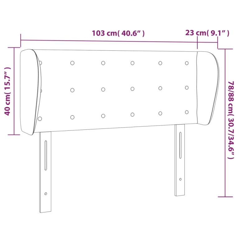 Tăblie de pat cu aripioare crem 103x23x78/88 cm piele ecologică