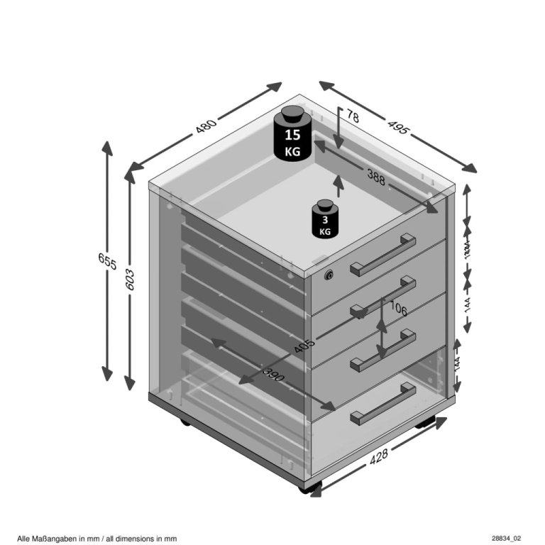 FMD Dulap cu sertar mobil, alb și stejar, 48x49,5x65,5 cm