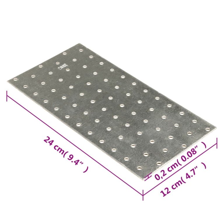 Plăci perforate, 20 buc., 2 mm, 240x120 mm, oțel galvanizat