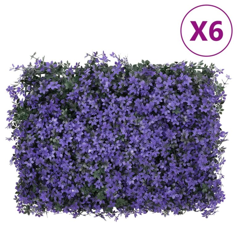   Gard din frunze artificiale, 6 buc., violet, 40x60 cm