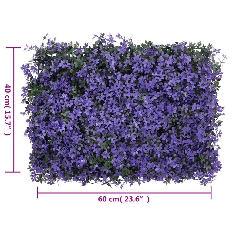   Gard din frunze artificiale, 6 buc., violet, 40x60 cm