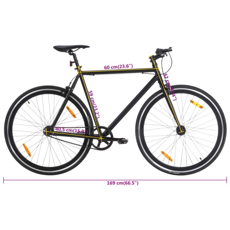 Bicicletă cu angrenaj fix, negru, 700c, 59 cm