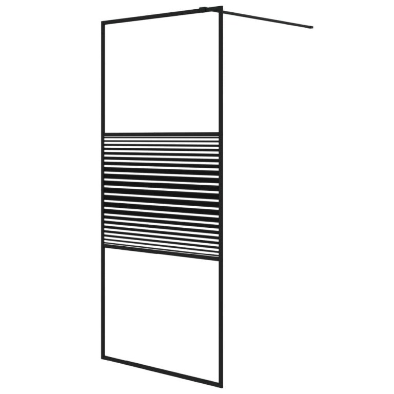 Paravan de duș walk-in negru 90x195 cm sticlă ESG transparentă