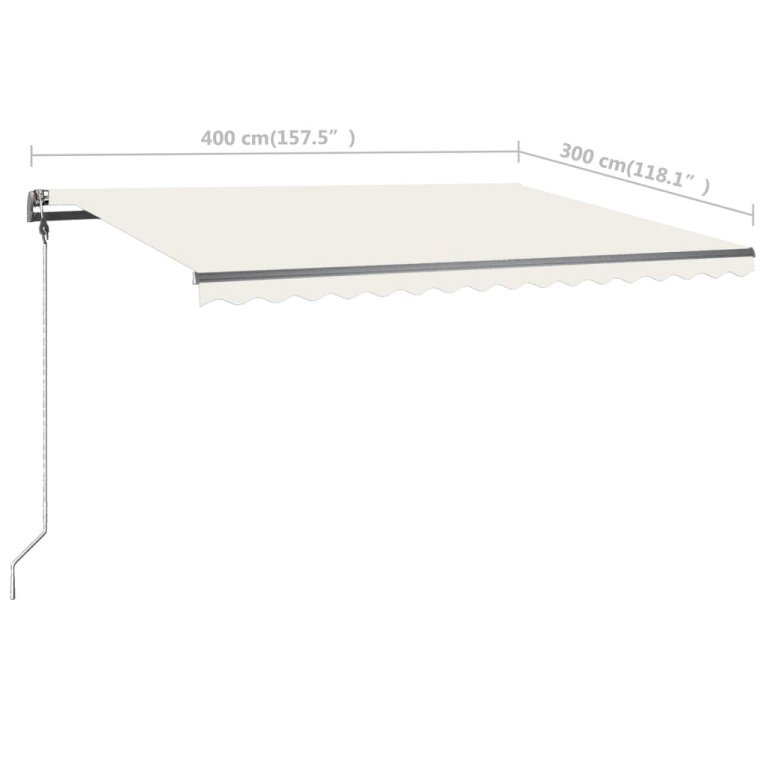 Copertină autonomă retractabilă manual, crem, 400x300 cm