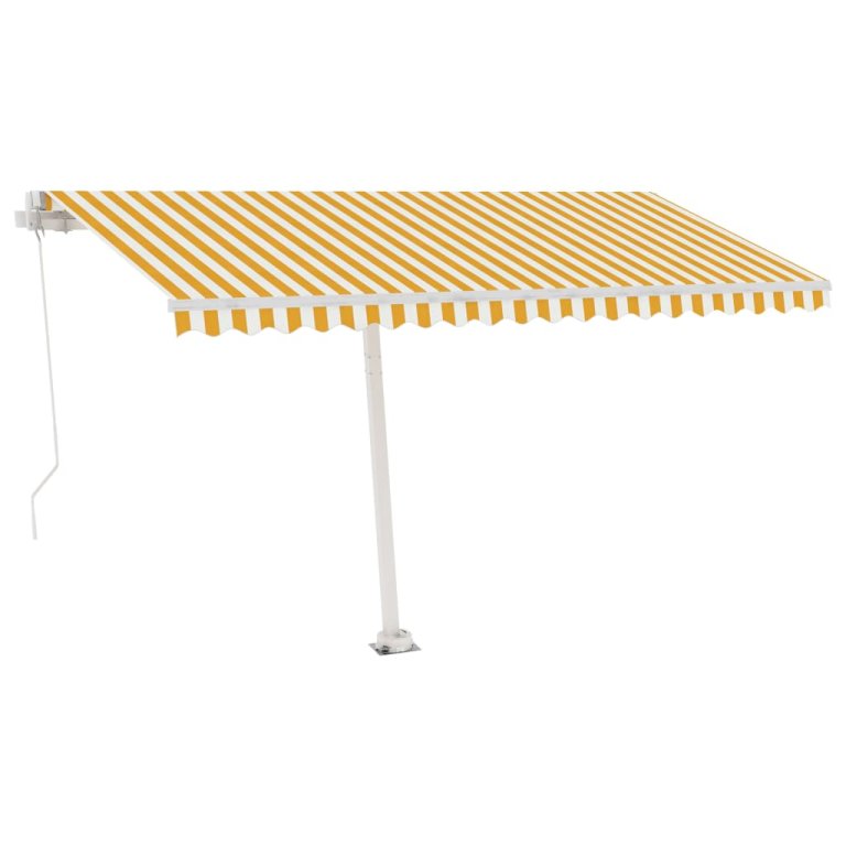 Copertină retractabilă manual cu LED, galben & alb, 400x300 cm