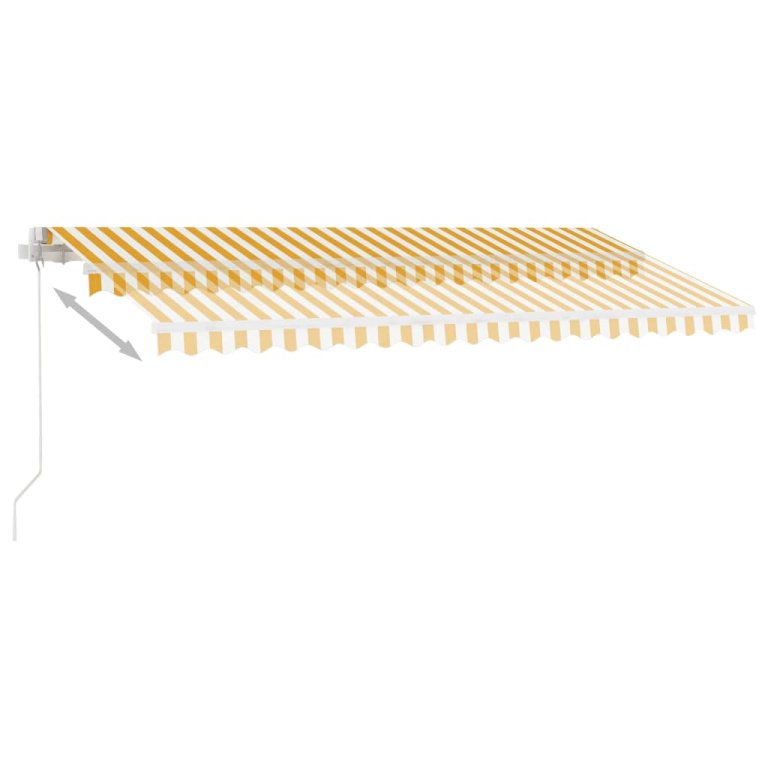 Copertină retractabilă manual cu LED, galben & alb, 400x300 cm