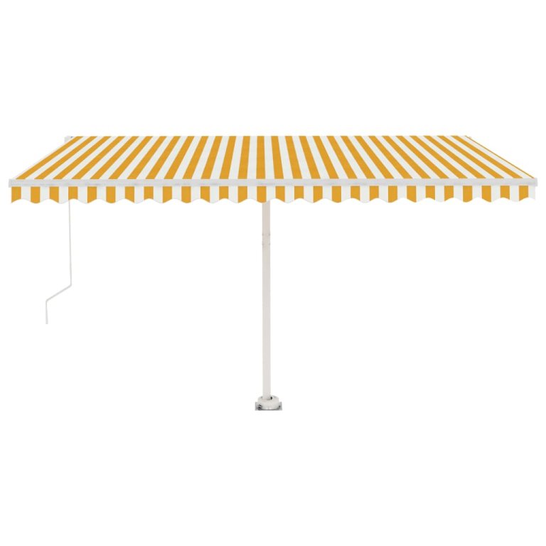 Copertină retractabilă manual cu LED, galben & alb, 400x300 cm