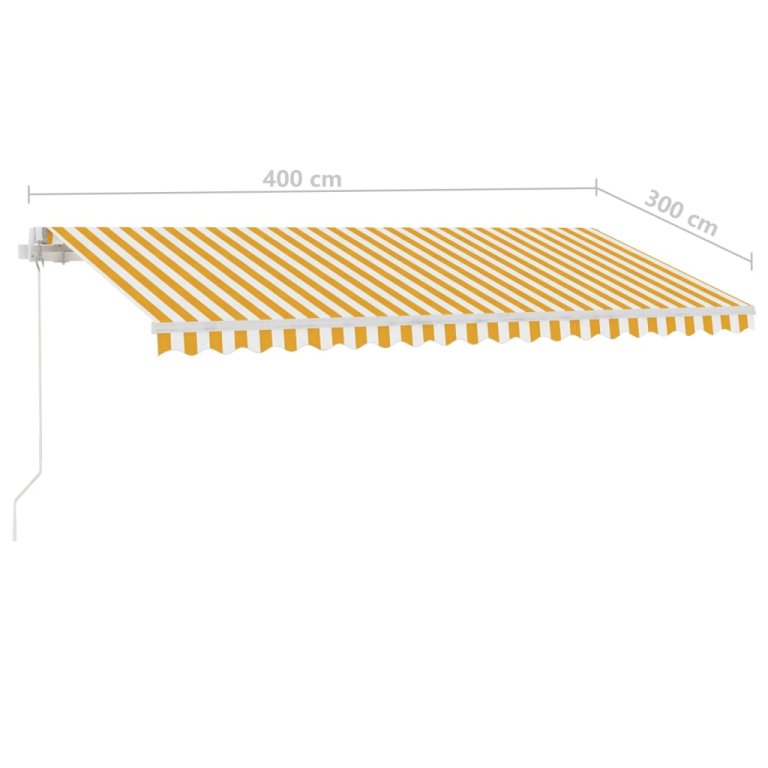 Copertină retractabilă manual cu LED, galben & alb, 400x300 cm