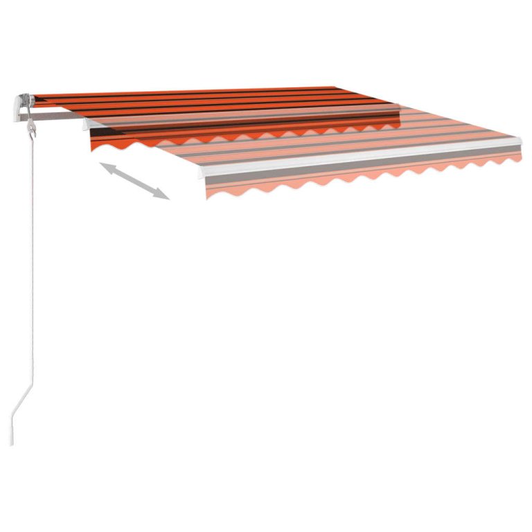 Copertină retractabilă manual, stâlpi portocaliu/maro 3,5x2,5 m