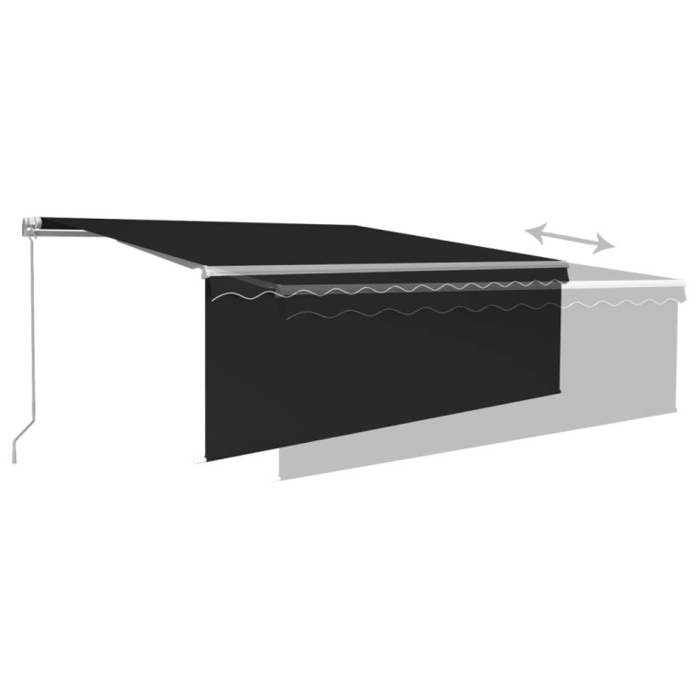 Copertină retractabilă manual cu stor, antracit, 4x3 m