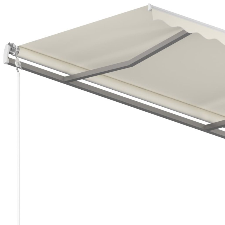 Copertină retractabilă manual cu stâlpi, crem, 3,5x2,5 m