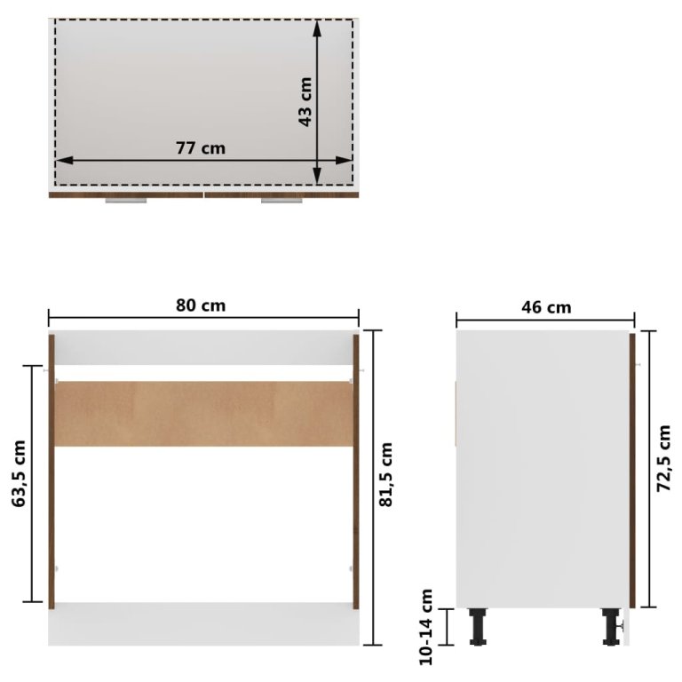 Dulap inferior de chiuvetă, stejar maro, 80x46x81,5 cm, lemn