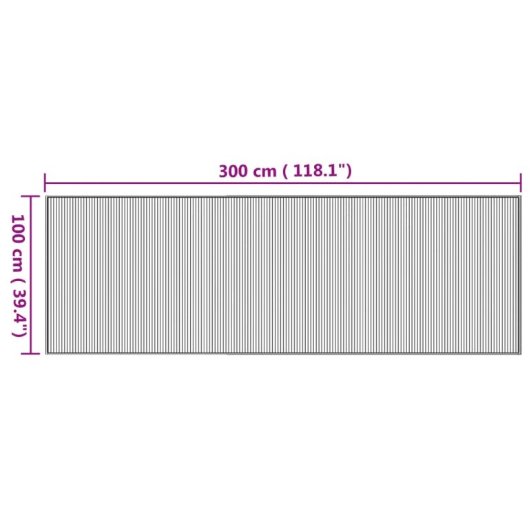 Covor dreptunghiular, natural, 100x300 cm, bambus