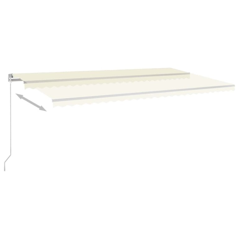 Copertină retractabilă manual cu LED, crem, 600x300 cm