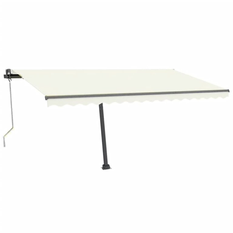 Copertină automată cu senzor vânt & LED, crem, 400x300 cm