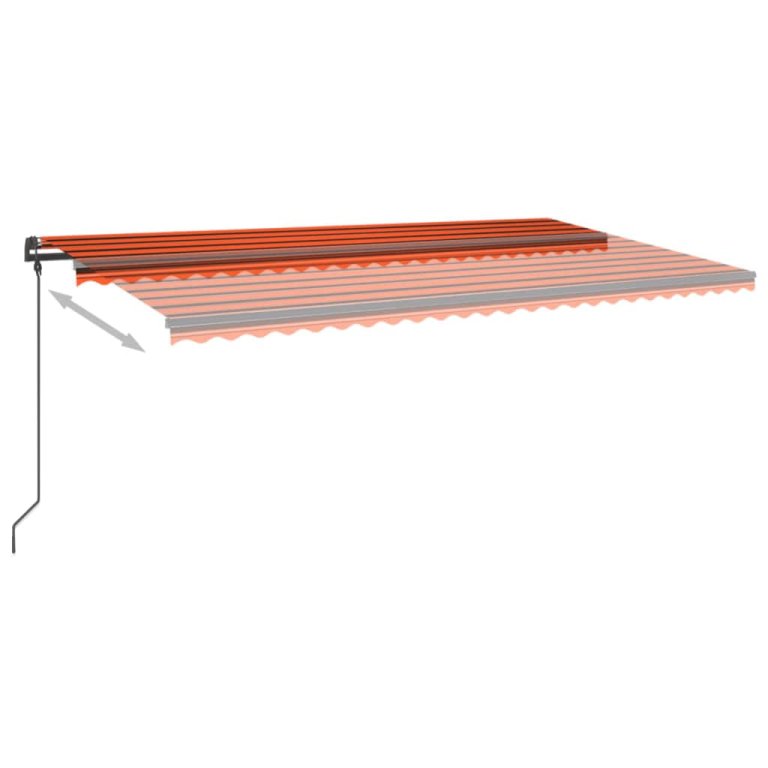 Copertină retractabilă manual, LED, portocaliu/maro, 6x3,5 cm