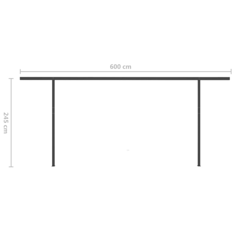 Copertină retractabilă manual, LED, portocaliu/maro, 6x3,5 cm