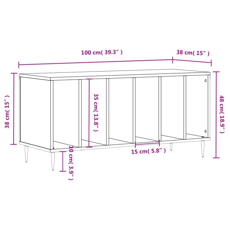 Dulap pentru discuri gri sonoma, 100x38x48 cm, lemn prelucrat