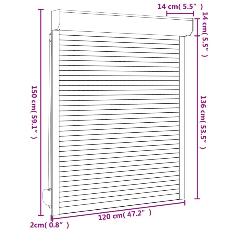 Oblon rulant, antracit, 120 x 150 cm, aluminiu