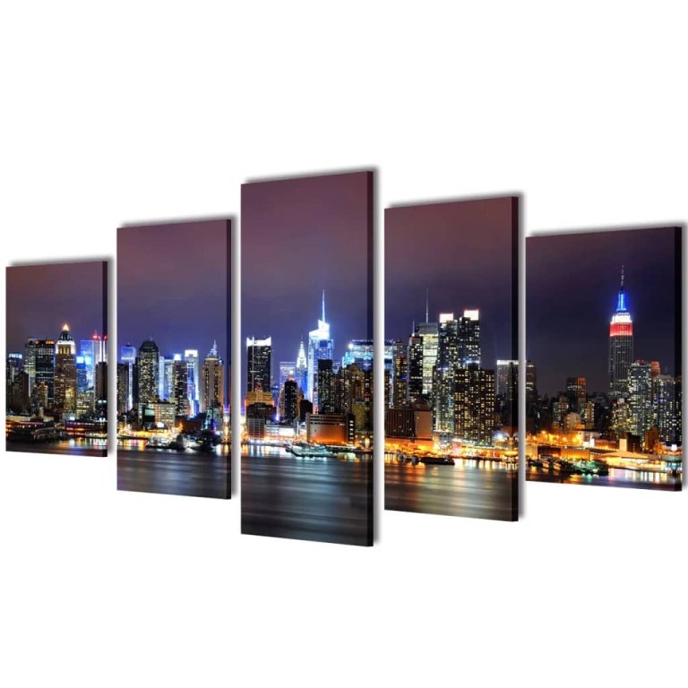 Set de tablouri pânză, colorat, imprimeu New York Skyline, 100x50 cm