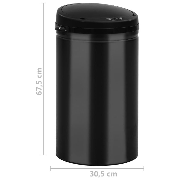 Coș de gunoi automat cu senzor, 40 L, negru, oțel carbon