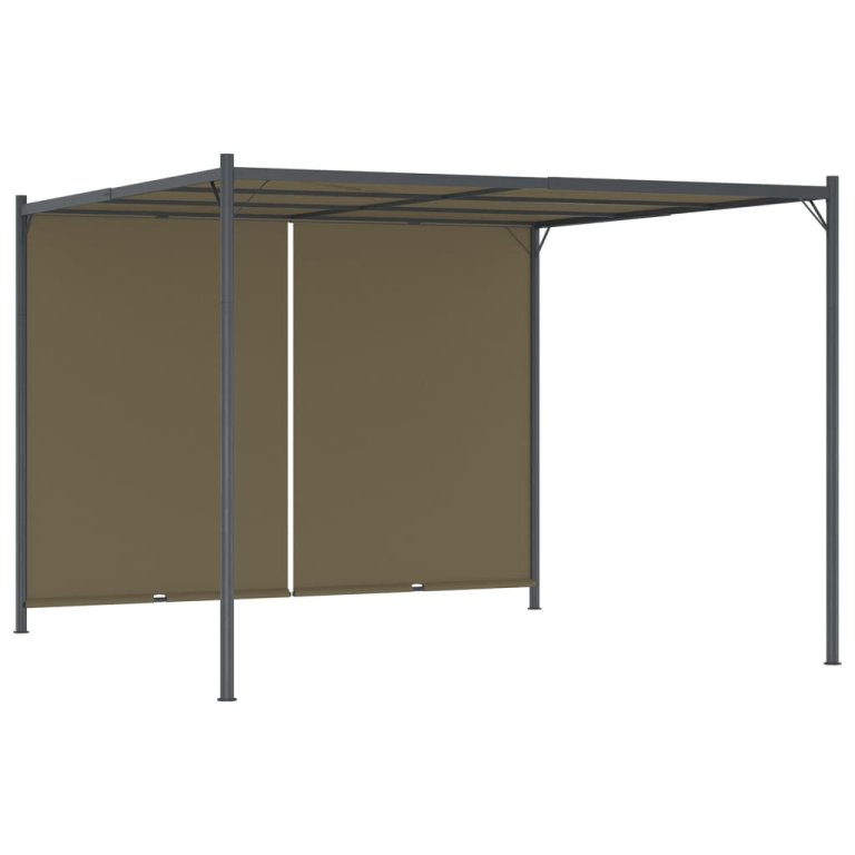 Pergolă grădină cu acoperiș retractabil gri taupe 3x3m 180 g/m²