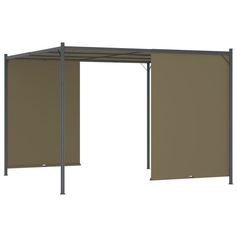 Pergolă grădină cu acoperiș retractabil gri taupe 3x3m 180 g/m²