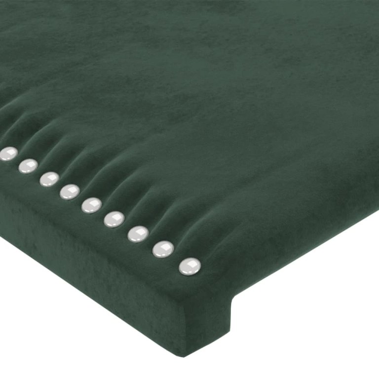 Tăblie de pat cu LED, verde închis, 93x16x78/88 cm, catifea