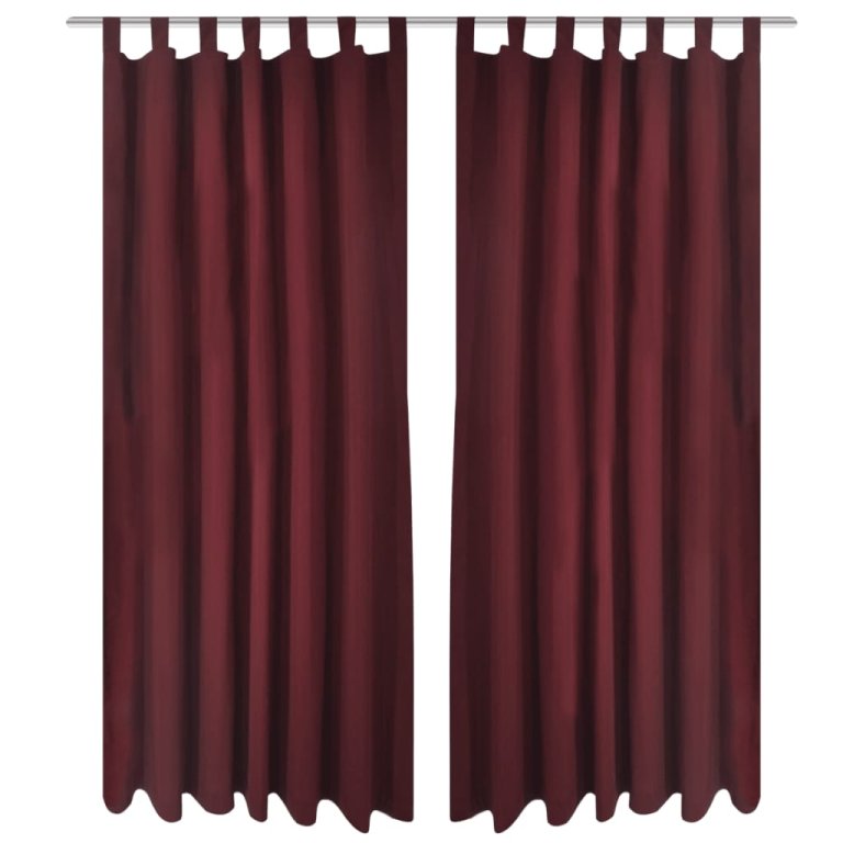 Draperii micro-satin cu bride, 140 x 175 cm, bordo, 2 buc.