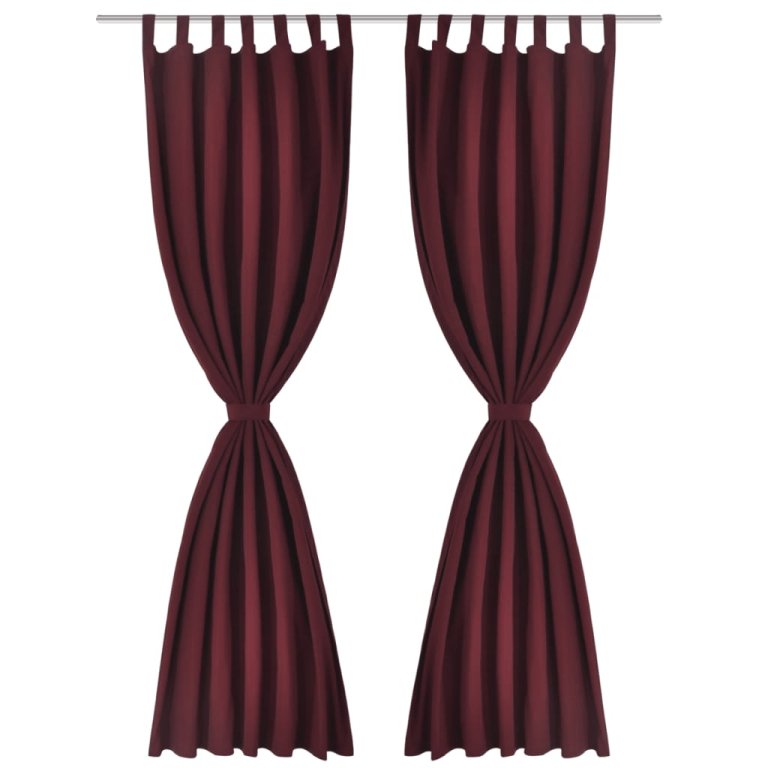 Draperii micro-satin cu bride, 140 x 175 cm, bordo, 2 buc.