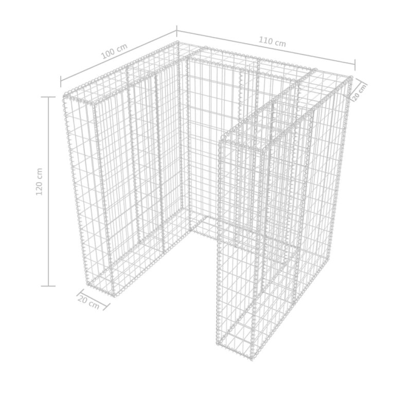 Gabion unic îngrădire pubelă, oțel, 110 x 100 x 120 cm