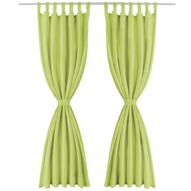 Draperii micro-satin cu bride, 2 buc, verde, 140 x 225 cm